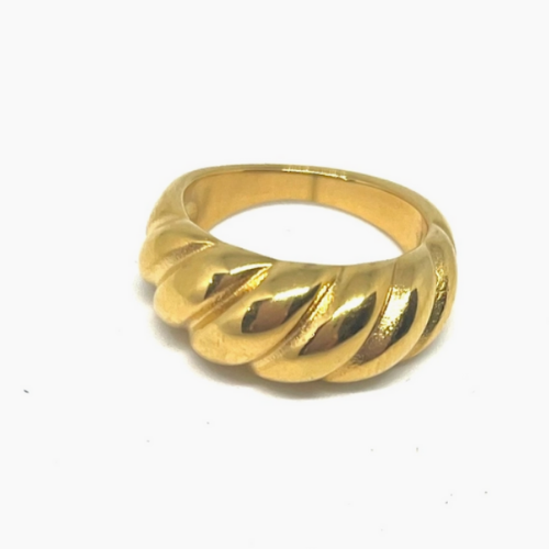 Gold Croissant Ring- Stainless Steel