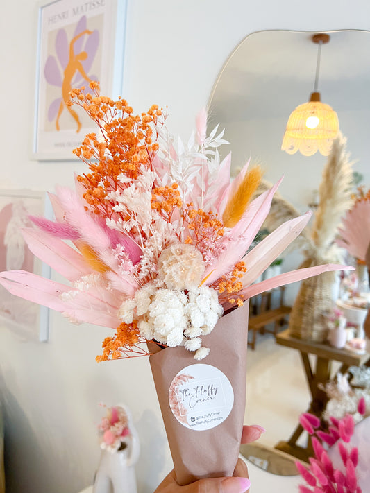 Everlasting Pink/Orange Palm Bouquet