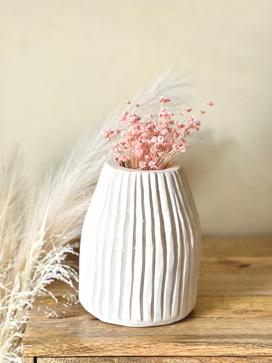 Wooden off white vase